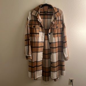 Juniors/womens XL long plaid shacket